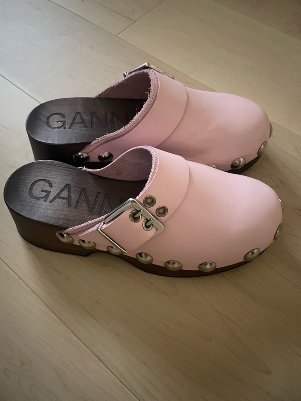 Ganni Pink Leather Studded Cogs NWOT
